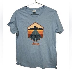Retro Blue JEEP Wrangler 4X4 Desert Open Road Women’s L T-Shirt MINTY